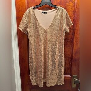Lulu’s Gold Sequin T-Shirt Dress